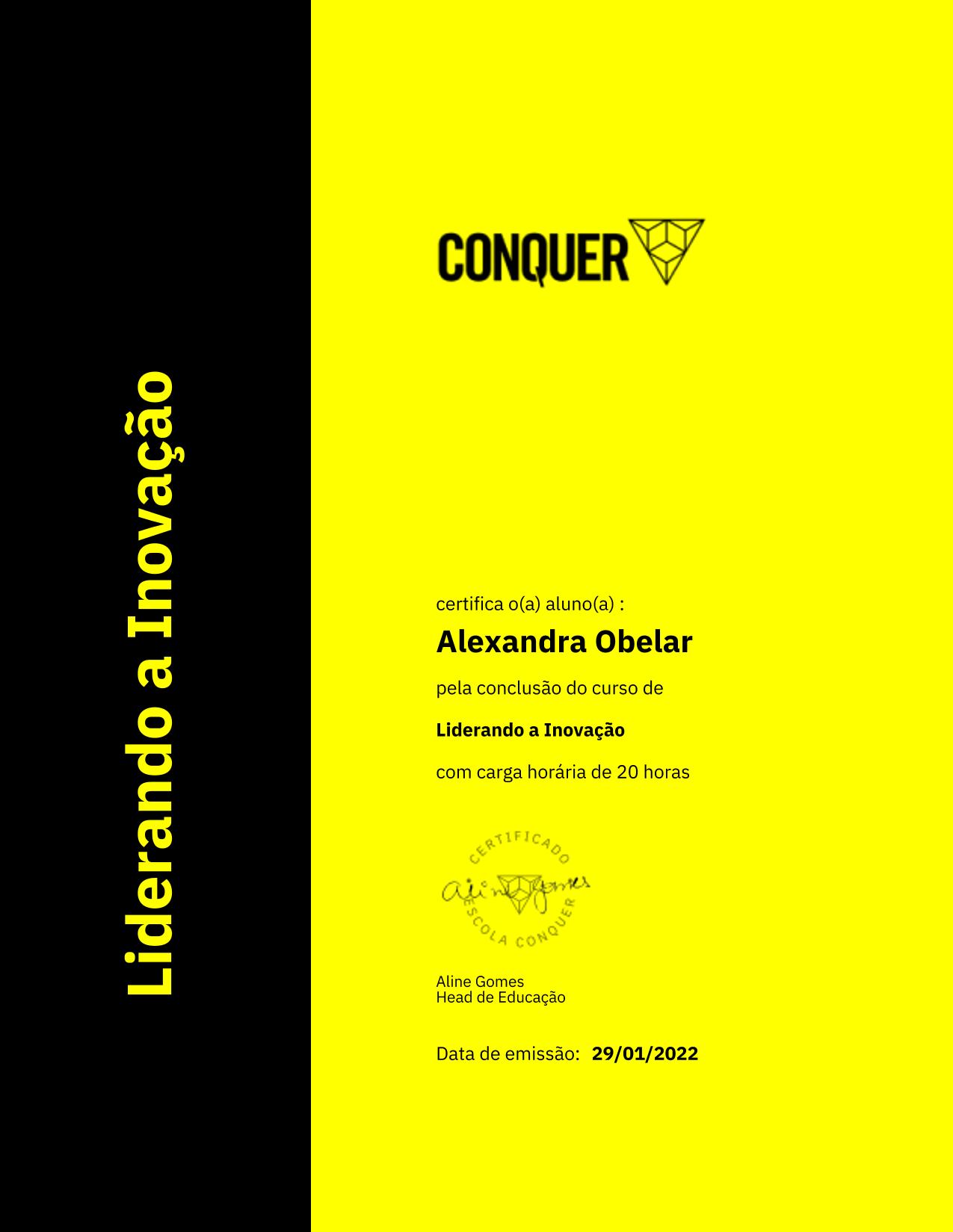 Certificado de Liderando a Inovação